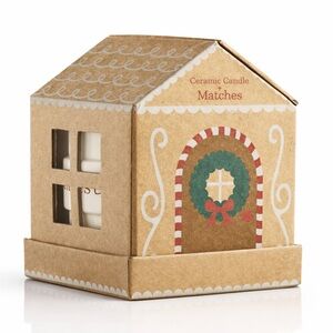 Mud Pie Gingerbread Ceramic Candle & Match Set Holder NWT